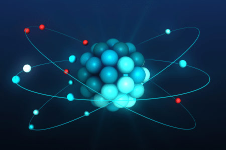 Una representación gráfica abstracta de partículas subatómicas interactuando